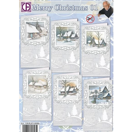Set di artigianato, set di carte, per disegnare 6 cartoline invernali e natalizie