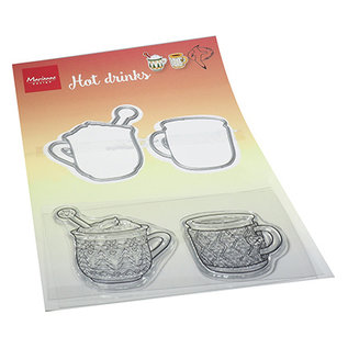 Marianne Design Set with 2 cutting dies and 2 stamps, hot cup, format 46 x 56 and 42 x 47cm,