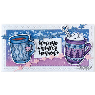 Marianne Design Set with 2 cutting dies and 2 stamps, hot cup, format 46 x 56 and 42 x 47cm,