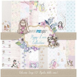 Stamperia, Papers for you  und Florella Carta di design, collezione 12 fogli di carta, 30,5 x 30,5 cm, 180gr, PUPPY LOVE