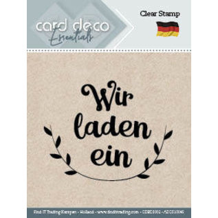 Stempel / Stamp: Transparent Gennemsigtigt stempel, tysk tekst "vi inviterer"
