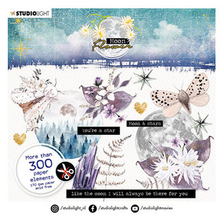 Studio Light The Cut Block Elementi di carta Collezione Moon Flower 152x152mm / 20fogli / 170gr / 300 elementi di carta