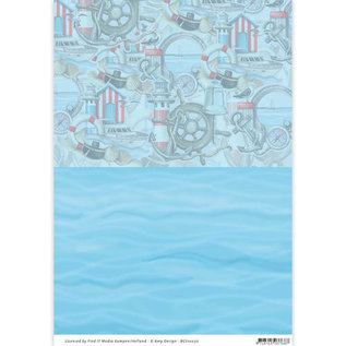 AMY DESIGN SET Maritime, 3x papier à motif A4, 3 motifs divers + 3 feuilles prédécoupées diverses