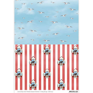 AMY DESIGN SET Maritime, 3x papier à motif A4, 3 motifs divers + 3 feuilles prédécoupées diverses