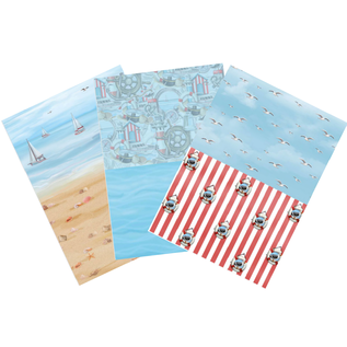 AMY DESIGN Maritime SET, 3x A4 motif paper, 3 various motifs + 3 various die-cut sheets