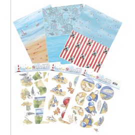 AMY DESIGN Maritim SET, 3x A4 Motivpapier, 3 diverse Motive + 3 diverse Stanzbögen