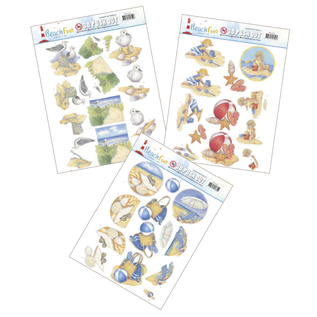 AMY DESIGN Maritim SET, 3x A4 Motivpapier, 3 diverse Motive + 3 diverse Stanzbögen