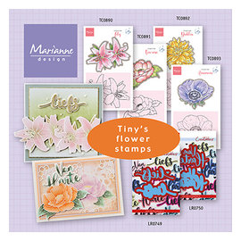 Marianne Design Tampon motif + gabarits de poinçonnage assortis, fleurs au choix