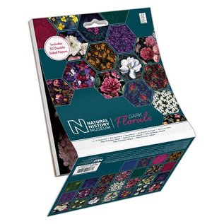 Docrafts / Papermania / Urban Motif paper, dark florals, 15.5 x15.5 cm, 50 sheets!! 160gsm!