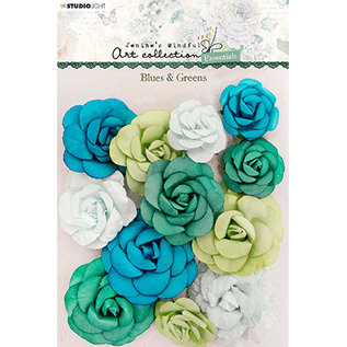 Studio Light Fiori di carta, 12 pezzi, Blues & Greens Essentials nr.02