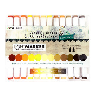 Studio Light 1 confezione da 12 penne, rossa, marrone e gialla, punta larga e a spazzola