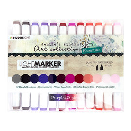Studio Light 1 Packung mit 12 Stiften, Purple, pink und rosa, Breite und Brusch Tip