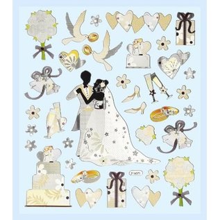 Embellishments / Verzierungen Design klistermærker bryllup, til at designe på kort, scrapbog, collage og album. 30 motiver,