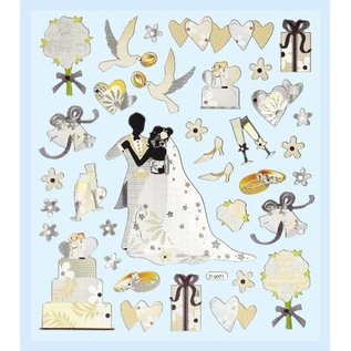 Embellishments / Verzierungen Design stickers wedding, to design on cards, scrapbooking, collage and albums. 30 motifs,