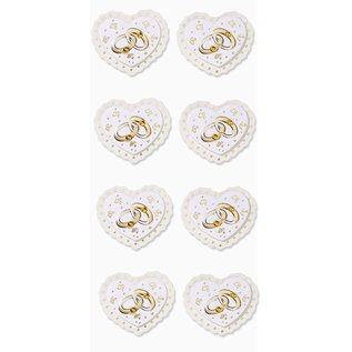 Embellishments / Verzierungen Cuori 3D, adesivi in oro, confezione da 8 pezzi