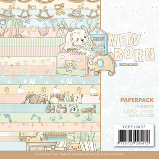 Yvonne Creations Pad of paper, baby motifs, 23 sheets, printed on both sides, 170 g, 15.2 x 15.2 cm