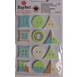 Spellbinders und Rayher Blanding av knapper, grønn/lyseblå, 2cm, kort 12 stk