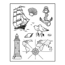 Motif stamp set, maritime, seafaring, format 14 x 18 cm, Viva Decor