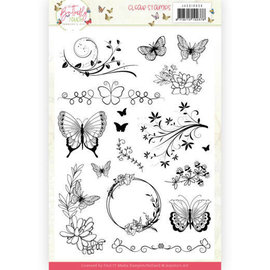 Joy!Crafts / Jeanine´s Art, Hobby Solutions Dies /  Set di timbri con motivo, trasparente, formato set 14,8 x21 cm, farfalle e piante