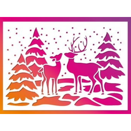 Stamperia, Papers for you  und Florella maskingstencil, A4 format, reindeer, Christmas,