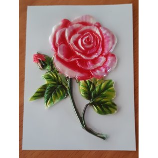 Embellishments / Verzierungen 5 voksbilder, blomster. Ca 8,5 x 6 cm, farget