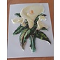 Embellishments / Verzierungen 5 voksbilder, blomster. Ca 8,5 x 6 cm, farget