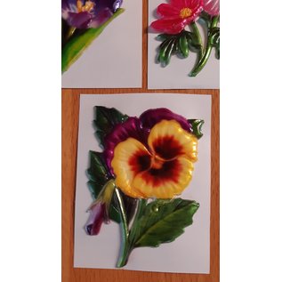 Embellishments / Verzierungen 5 wax pictures, flowers. Approx. 8.5 x 6 cm, colored