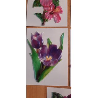 Embellishments / Verzierungen 5 Wachsbilder, Blumen. Ca. 8,5 x 6 cm, farbig