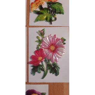 Embellishments / Verzierungen 5 voksbilleder, blomster. Ca 8,5 x 6 cm, farvet