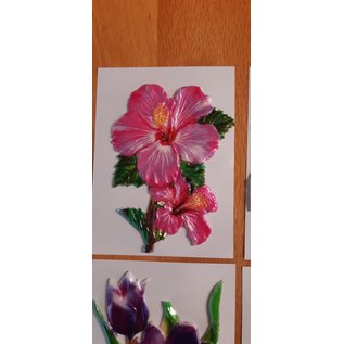 Embellishments / Verzierungen 5 voksbilleder, blomster. Ca 8,5 x 6 cm, farvet