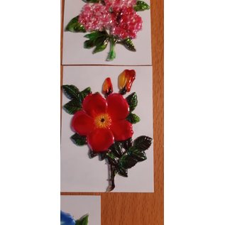 Embellishments / Verzierungen 5 voksbilleder, blomster. Ca 8,5 x 6 cm, farvet