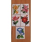 Embellishments / Verzierungen 5 voksbilder, blomster. Ca 8,5 x 6 cm, farget