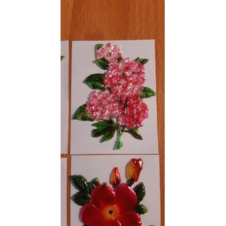 Embellishments / Verzierungen 5 voksbilleder, blomster. Ca 8,5 x 6 cm, farvet