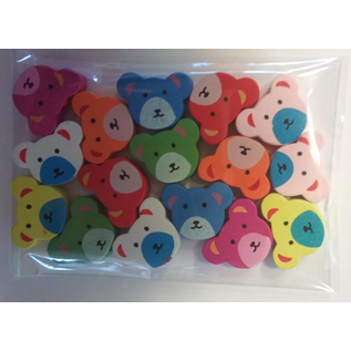 Holz, MDF, Pappe, Objekten zum Dekorieren 16 wooden beads with cute bear motifs