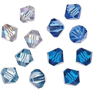Schmuck Gestalten / Jewellery art Swarovski, Doppelkegel, Mischung, 4 mm, blau/weiß