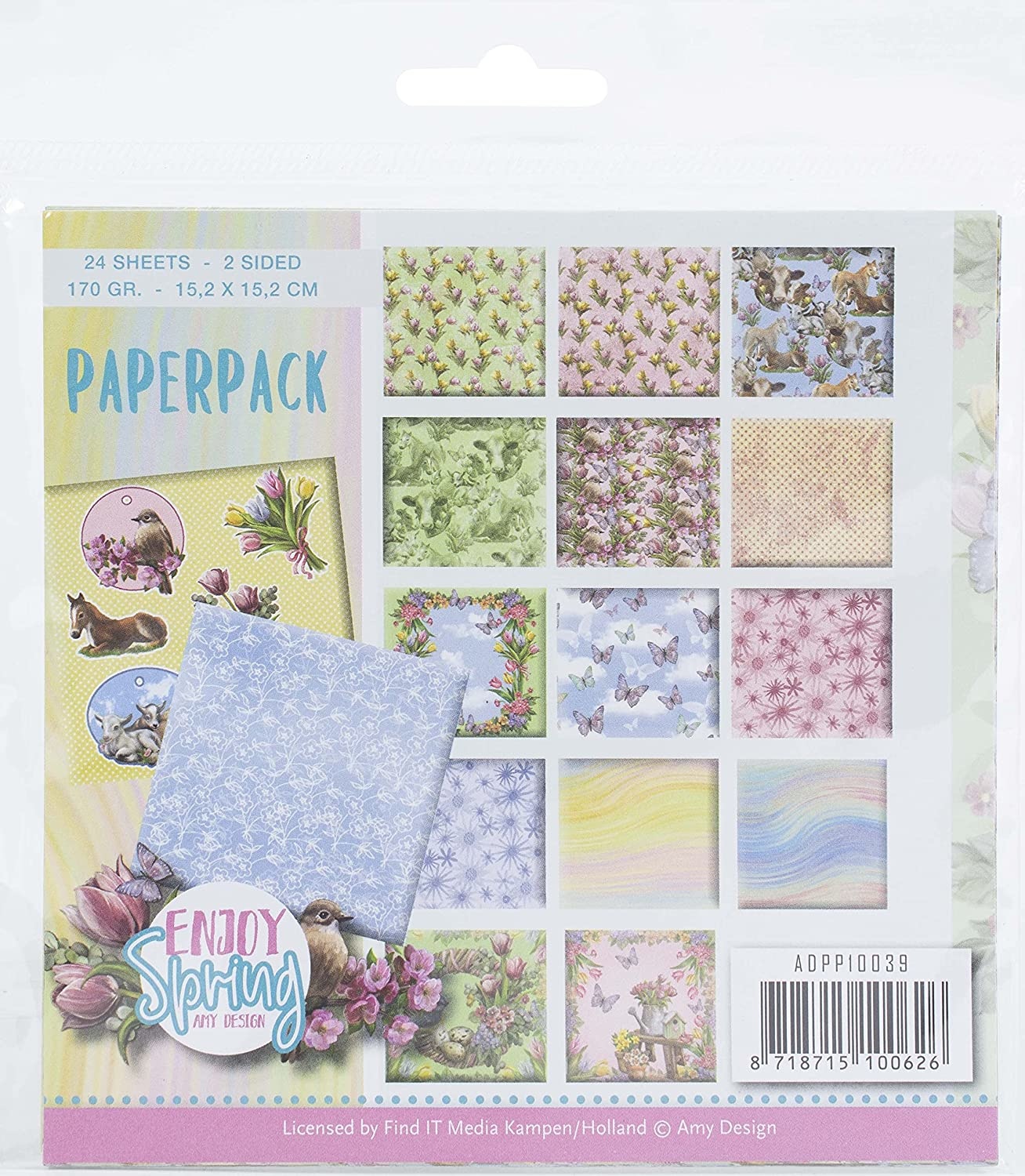 Designer pad, paper pad, 24 sheets, printed on both sides, 170 g, 15.2 x 15.2 cm HobbyCrafts24.eu