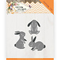 Precious Marieke Cutting die, 3 bunnies, format approx.: 6.9 x 6.9 cm,