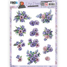Yvonne Creations A4 die-cut sheet with pretty flowers in 3D effect