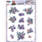 Yvonne Creations Foglio fustellato A4 con graziosi fiori in effetto 3D