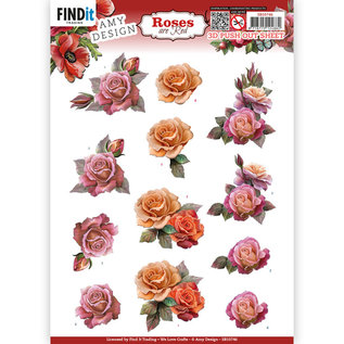 AMY DESIGN A4 die-cut sheet with pretty flowers in 3D effect