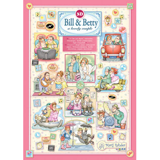 BASTELSETS / CRAFT KITS MRJ sæt Bill &Betty, 3x 3D A4 udstansede ark + 3x potpourri designerpapir