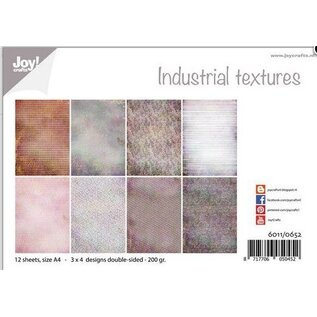 Joy!Crafts / Jeanine´s Art, Hobby Solutions Dies /  A4, Pack papier, Textures industrielles, 12 imprimés recto-verso, 200 gr