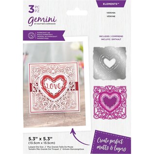 Gemini Matrice de découpe en métal, cadre délicat, plus grand poinçon : 13,5 x 13,5 cm (5,3 pouces x 5,3 pouces)