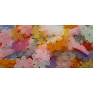 HCP 16 colourful decorative flowers in organza D: 35mm