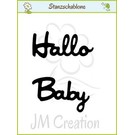 Spellbinders und Rayher Punching and embossing templates: German text: "Hello" and "Baby"