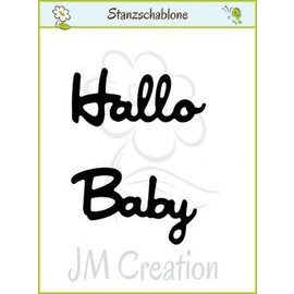 Spellbinders und Rayher Bokse og preging maler: tysk tekst: "Hello" og "Baby"