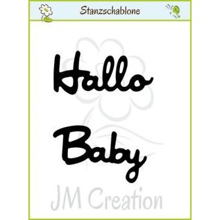 Spellbinders und Rayher Punching and embossing templates: German text: "Hello" and "Baby"