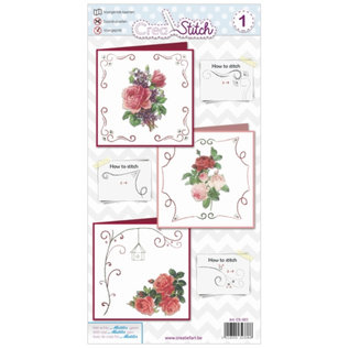 BASTELSETS / CRAFT KITS Belle carte da ricamo con rose