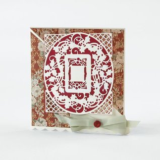 Tonic Studio´s stamping and embossing stencil: Christmas decorative frame
