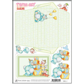 KARTEN und Zubehör / Cards Marij Rahder twin set cartes 01 bébé